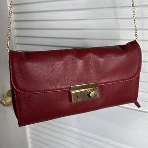 CUIR ROSE MADE IN ITALY RED CROSSBODY CLUTCH BAG